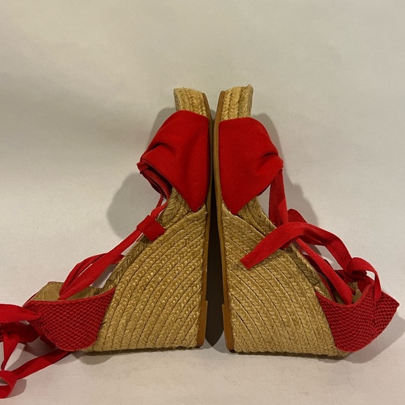 Viscata Barcelona Tamariu Red Canvas Wedge Espadrille Strappy Sandals - Picture 5 of 13